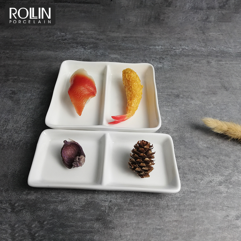 Divided Porcelain Dish Snack Dish Hotel Sauce Dish