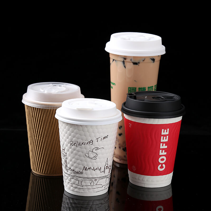 Custom Paper Cup Coffee Cups Wholesale Disposable Single Double Ripple Wall Mug Beverage Bubble Boba Milk Tea for Hot Cold Drinks with Lids 4 8 12 16 Oz