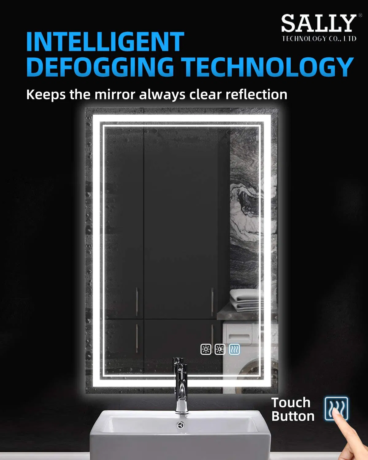 Modern LED Bathroom Mirror with Anti-Fog and Dimming Features