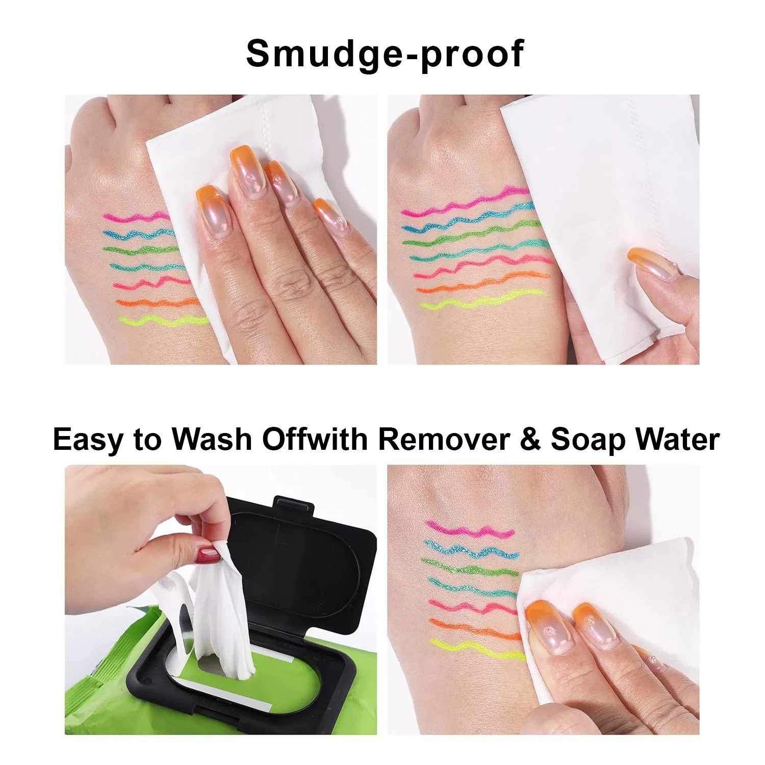 Waterproof Smudge-Proo Colored Gold Blue Red Orange Pink Neon Liquid Eyeliner