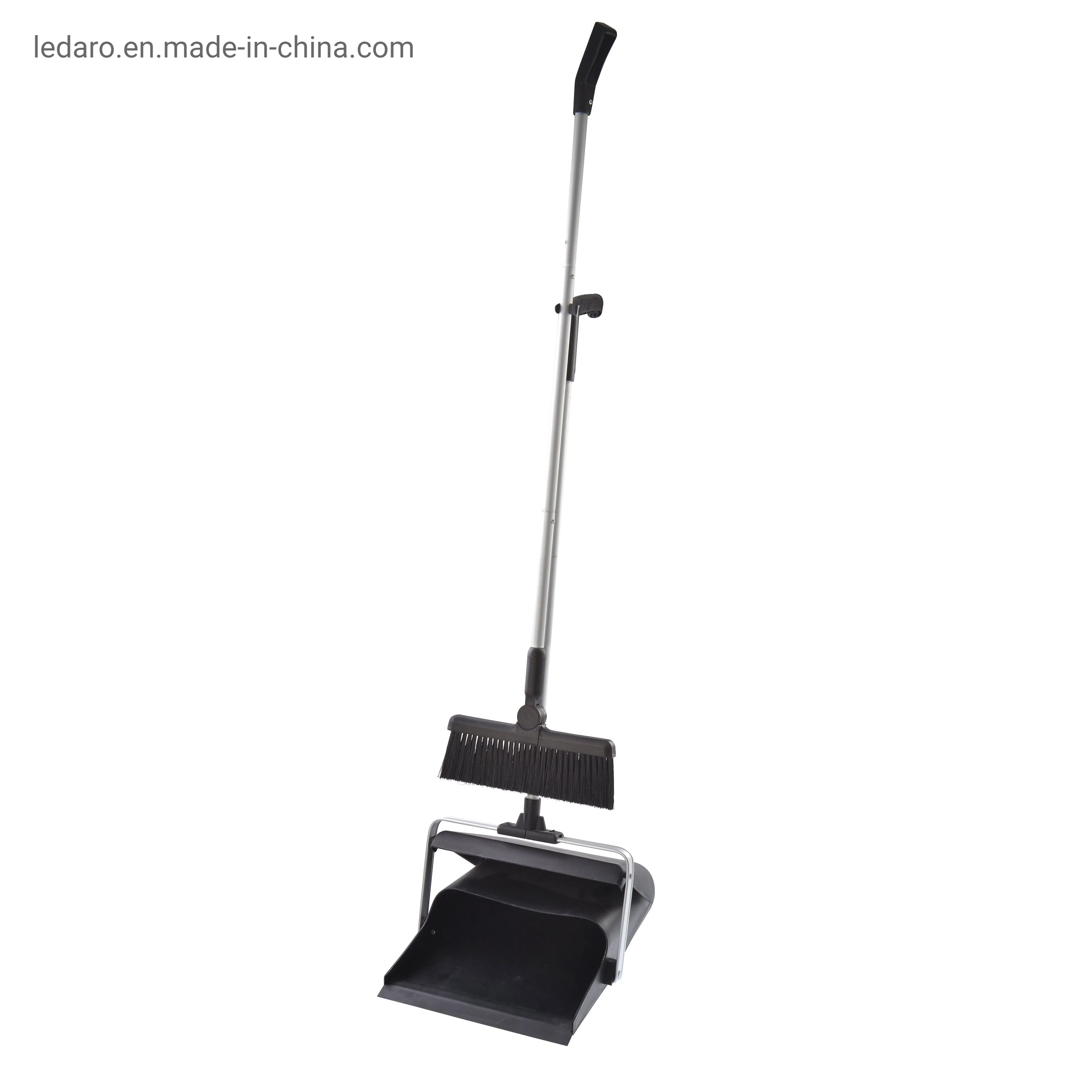 Aluminum Handle Commercial Lobby Dustpan Broom Set with Upright Handle for Home Kitchen Room Office Lobby Floor Use, Make Your Daily Cleaning Job Easier
