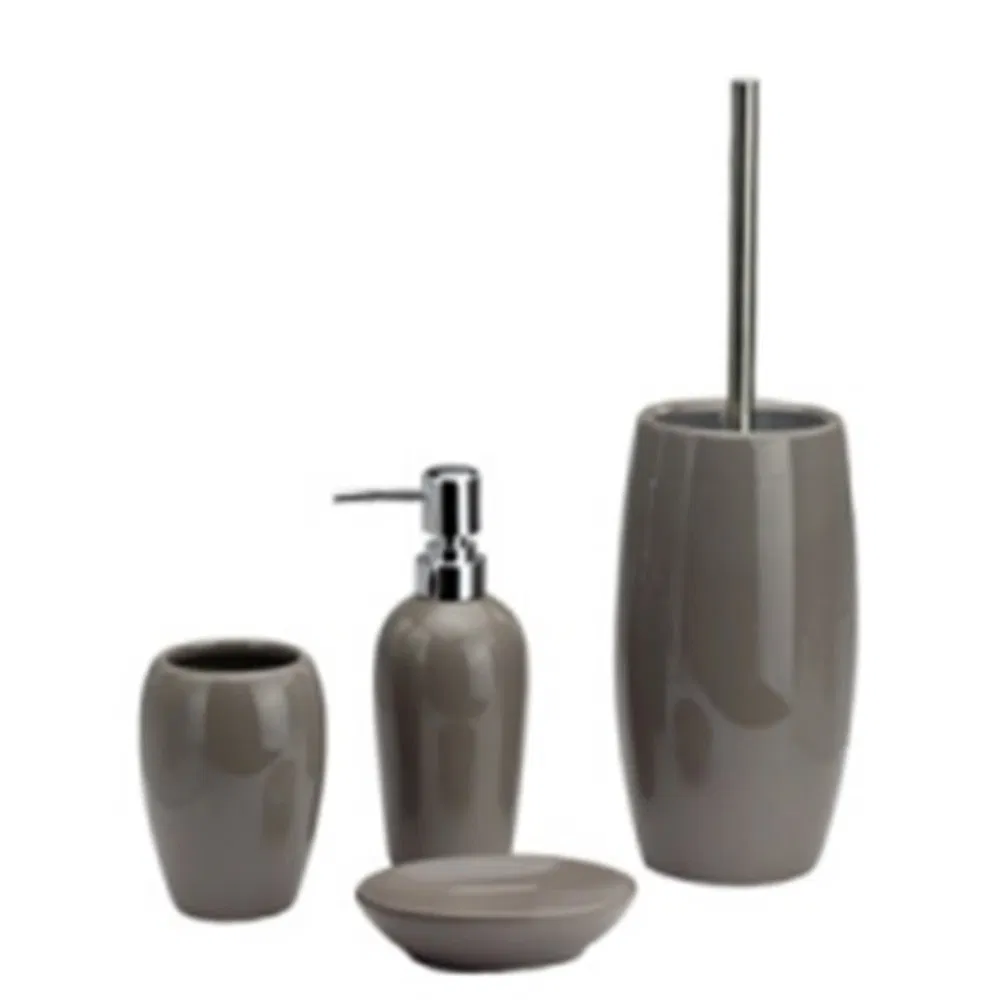 Hot Sale Four-Piece Ceramic Bathroom Accessory Set Round Cosmetic Bottle with Pump Marble and Marbling Material for Bathrooms