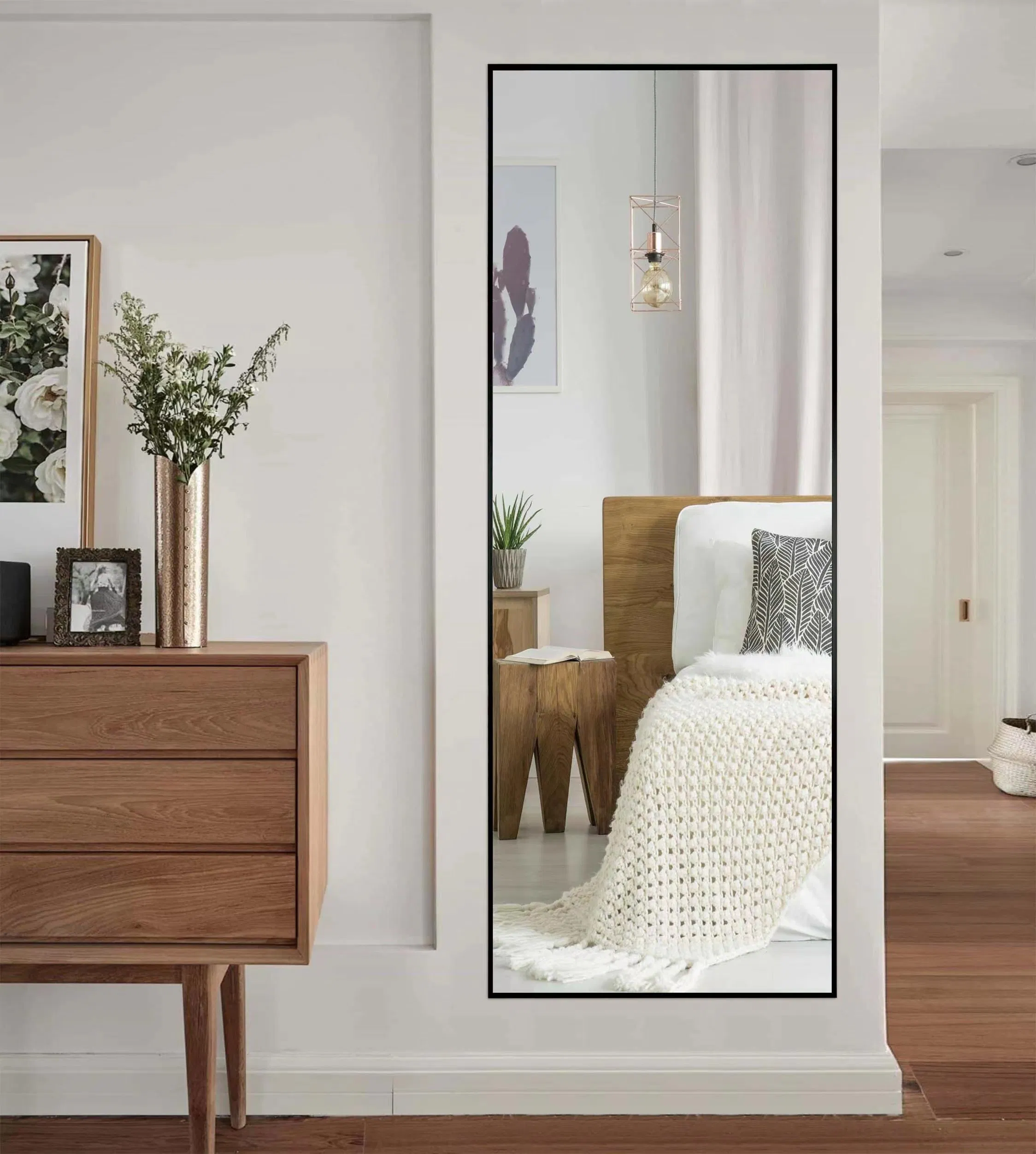 Black Gold Frame Full Length Standing Silver Mirror