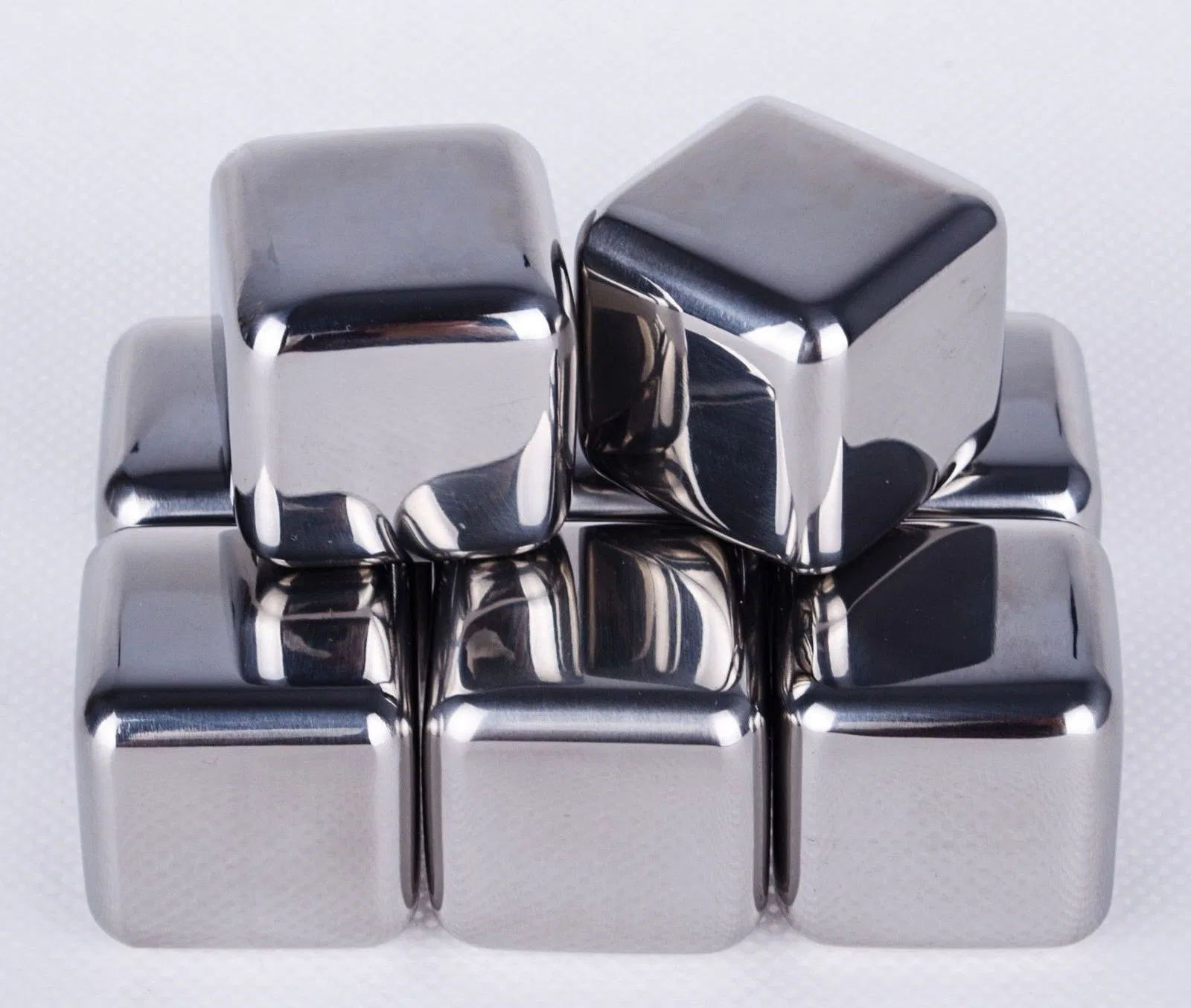 Custom Logo 304 Stainless Steel Ice Cube Set Quick Frozen Square Wine Whiskey Ice Stones