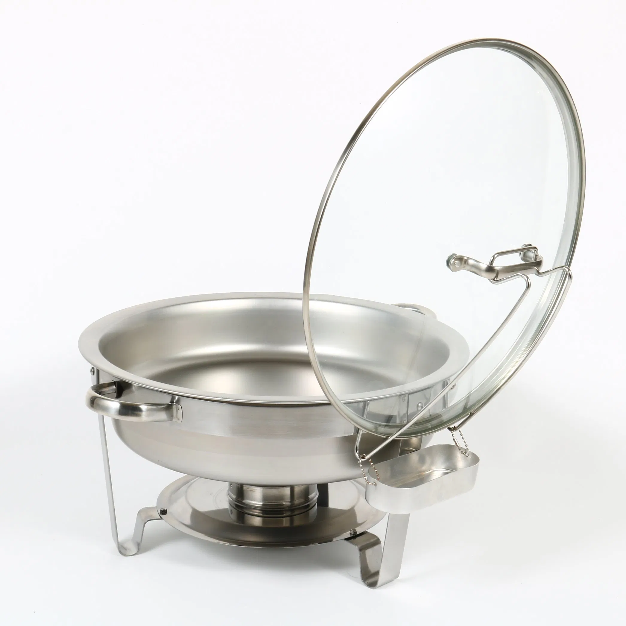 Round Stainless Steel Chafing Dish with Glass Lid