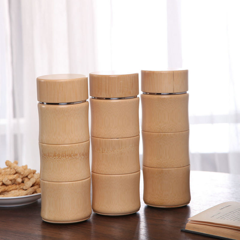 Термокружка из бамбука и нержавеющей стали с ситечком