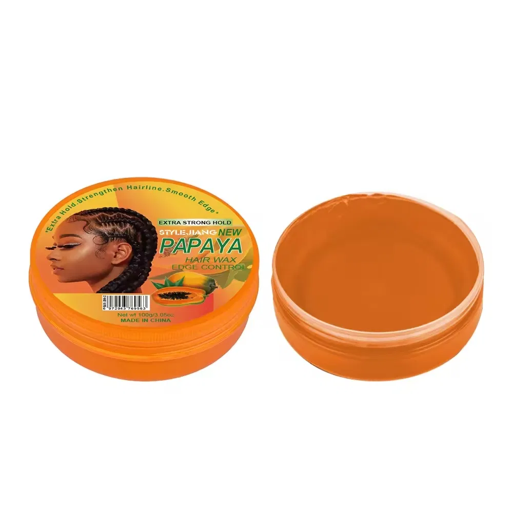 Private Label Wholesale Edge Control Customized Strong Hold Papaya Braid Gel Hair Wax Pomade 100g 150g