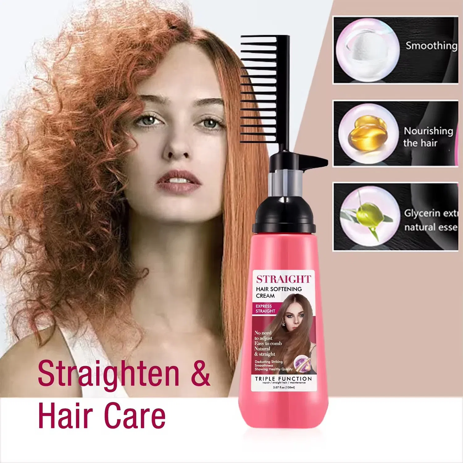 Private Label Easy Use Instant Hair Straightening Softening Cream