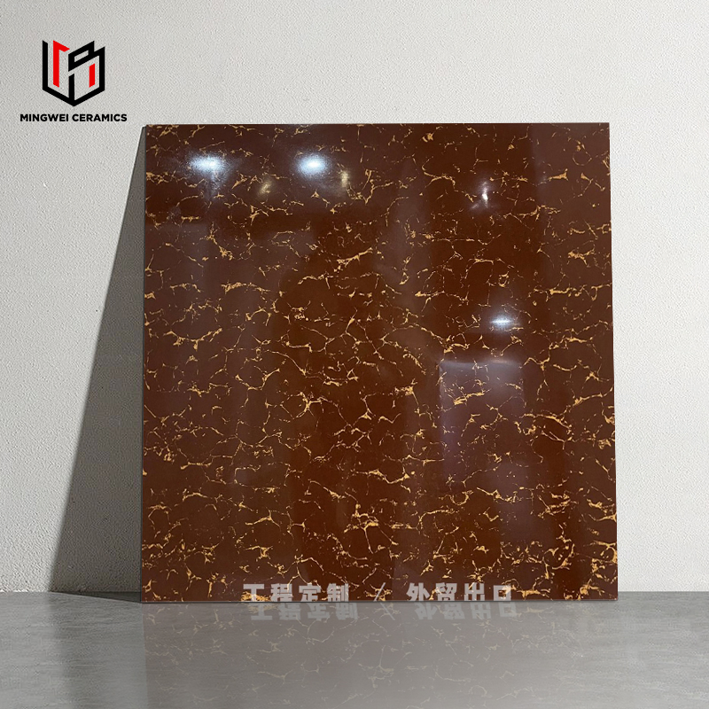 Premium Glossy Marble Pattern Tiles for Hotel Flooring Gilded Black Tile