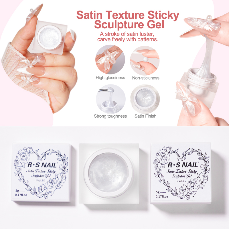 R S Nail Factory Direct 3D Pearl White Non-Stick Hand Carving Gel Satin Texture Sculpting Gel for Nails