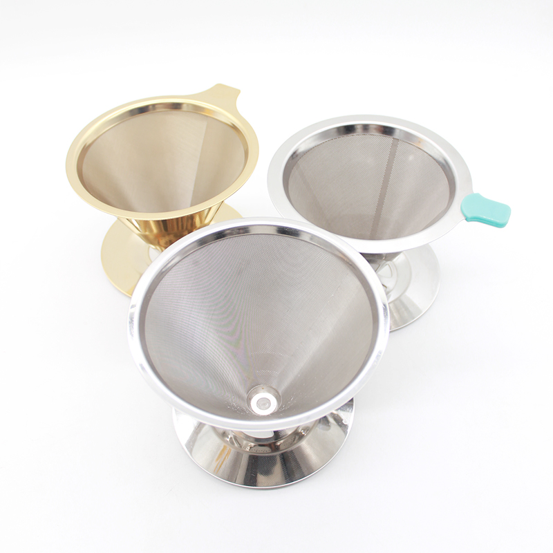 Small Reusable Cone Shape Permanent Metal Stainless Steel Coffee Filter Supplies
