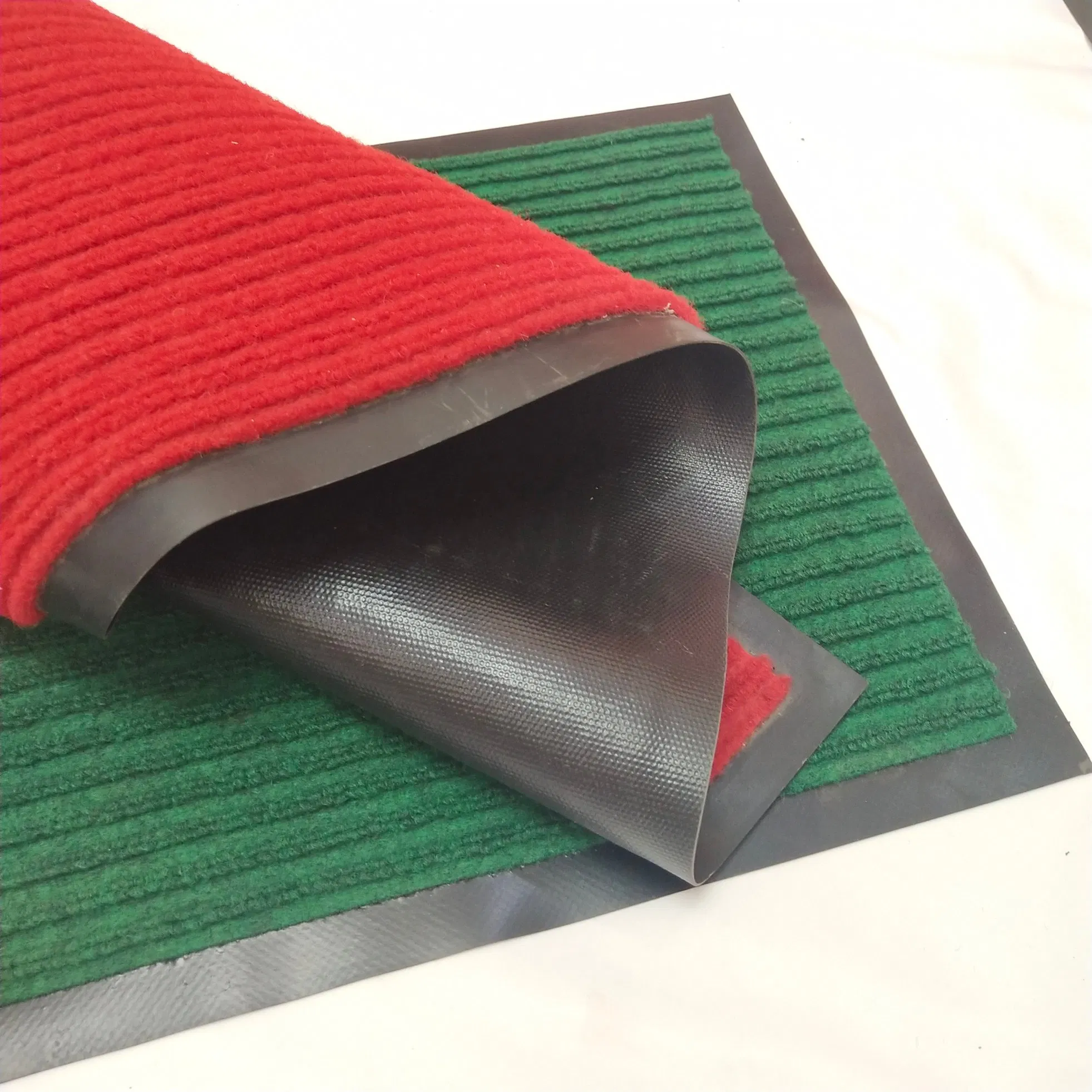 Durable Anti-Slip PVC Backing Double Striped Entrance Doormat for Kitchen