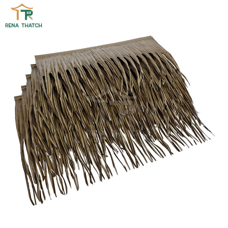Fire Resistant Artificial Thatch Fiber Palm Waterproof HDPE Synthetic Palm for Roof