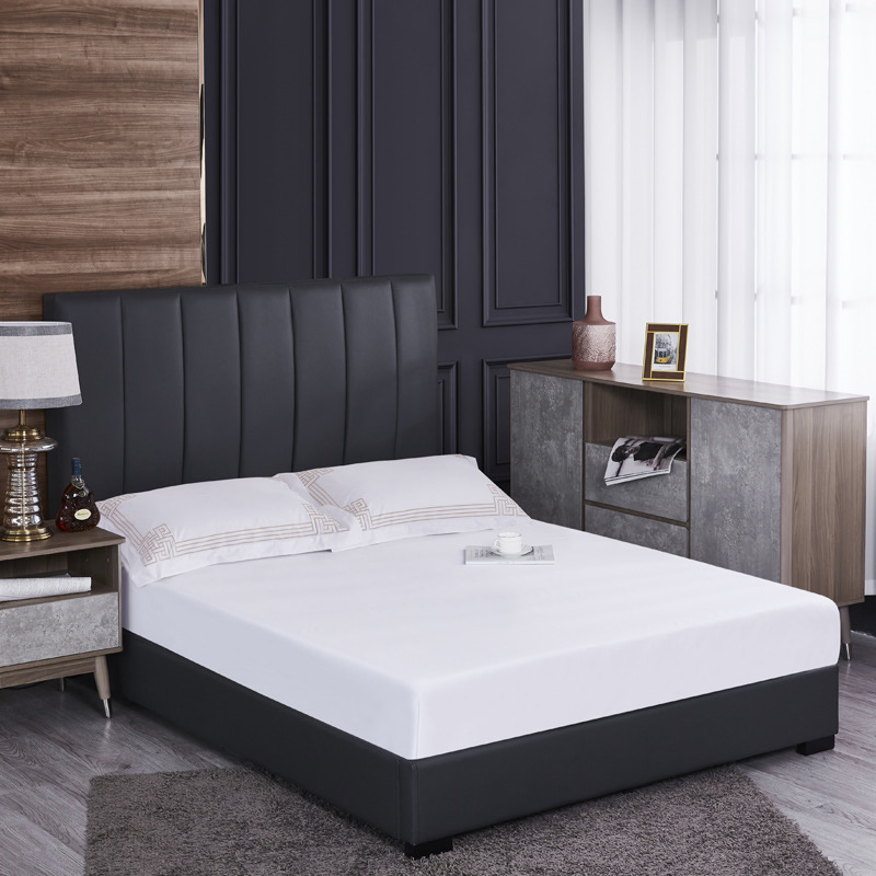 Duvet Cover Bed Sheets Four Piece Set Bed Linen Custom OEM 60s Cotton Satin Solid Plain Color White Embroidery Home Textile Hotel Bedding Set for Hotel