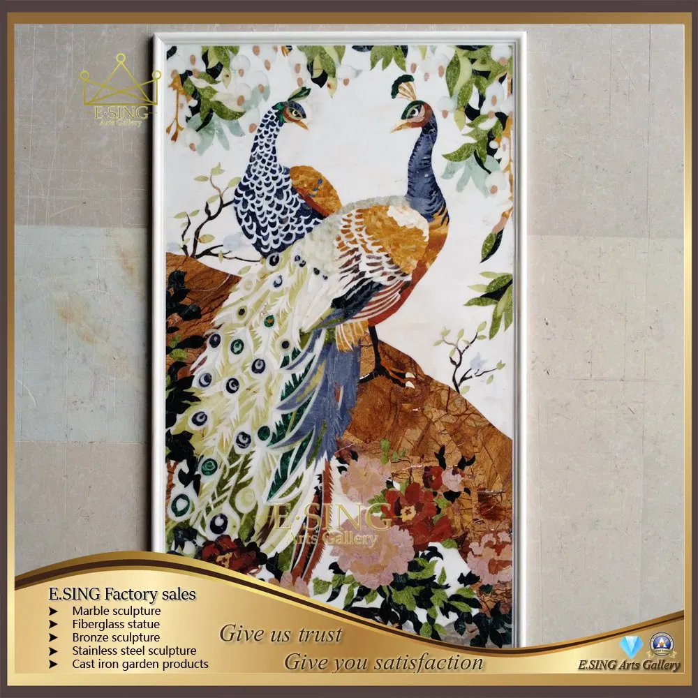 Мраморный медальон для пола с водной резкой