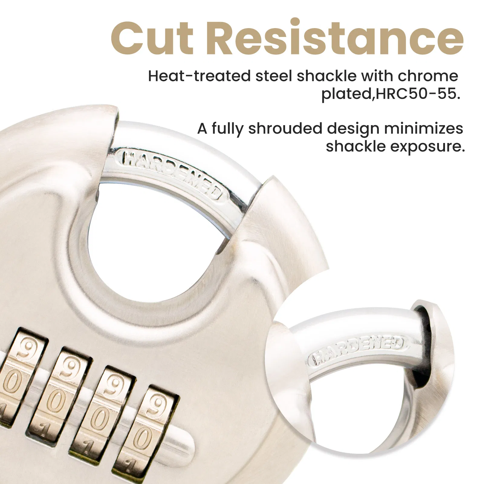 Stainless Steel Combination Disc Padlock for Self Storage Truck Trailer Garden Fence Chain