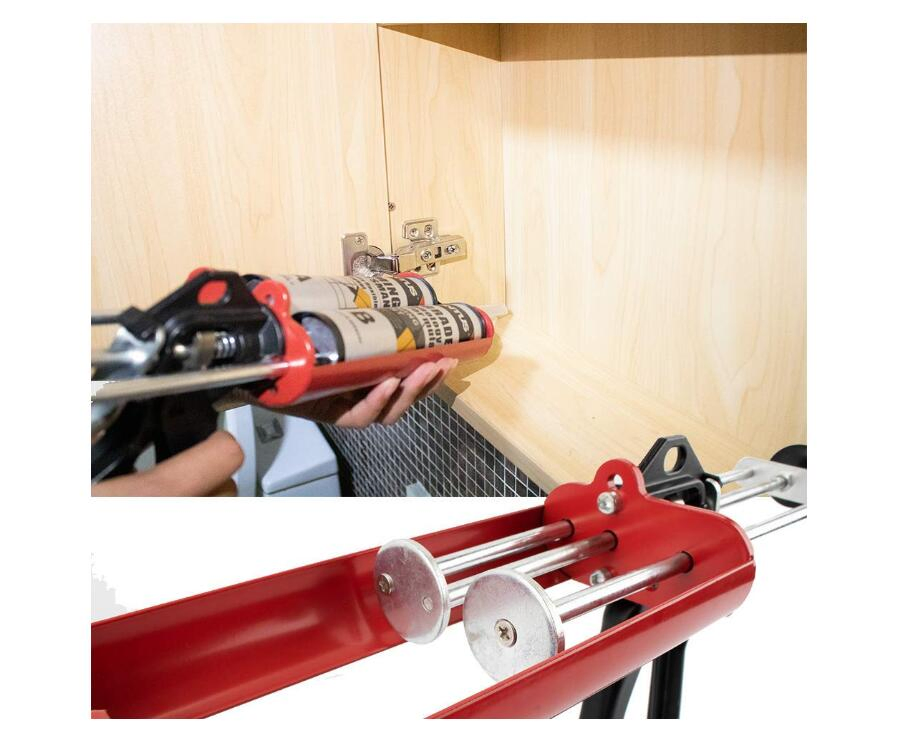 Manual Epoxy Applicator Gun 400 Ml/13.5 FL Oz (1: 1 Mix Ratio) Dual Component Adhesive Cartridge Applicator Double Caulk Gun 2 Part Caulking Gun (Passion Red)