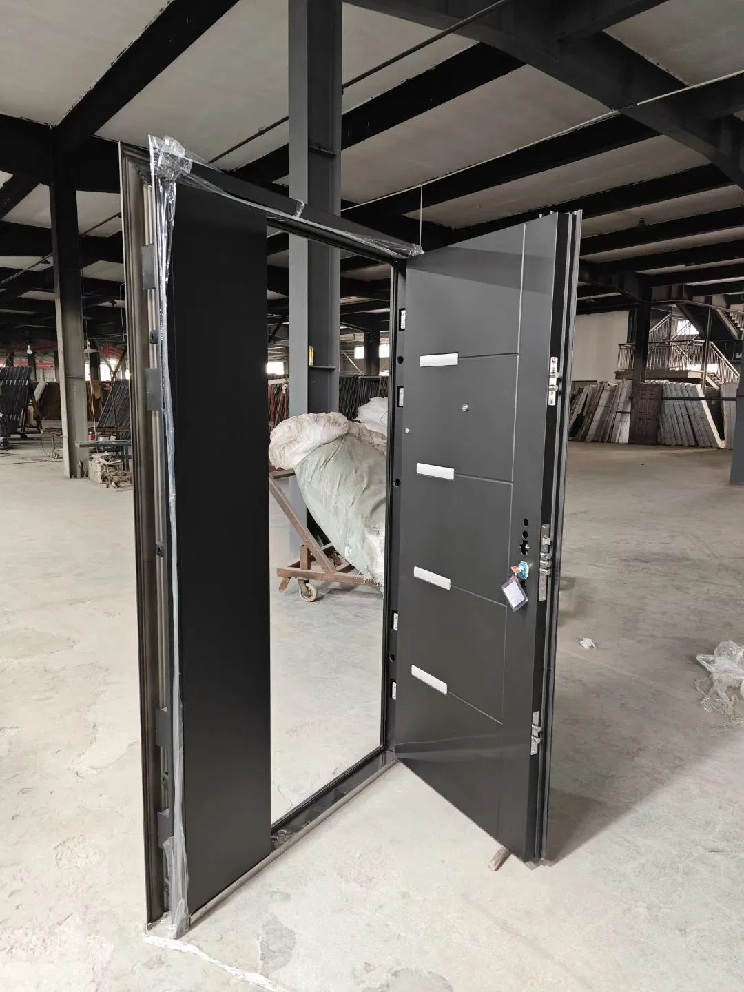 New Modern Grey Color Exterior Steel Security Entry Door