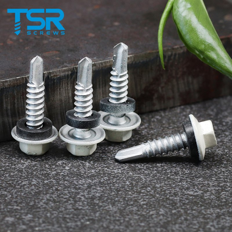 DIN7504K Metal Steel Dacromet Color Painted Hex Flange Head Mdf Screw