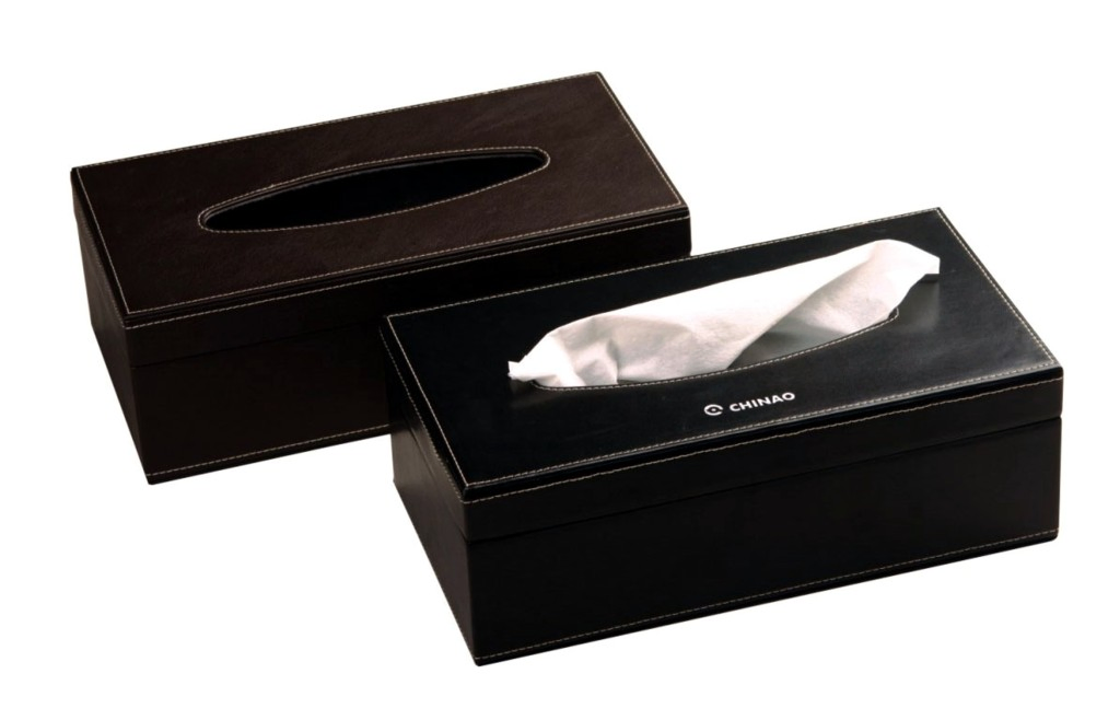 Custom Printed PU Leather Refillable Facial Holder Hotel Room Tissue Box