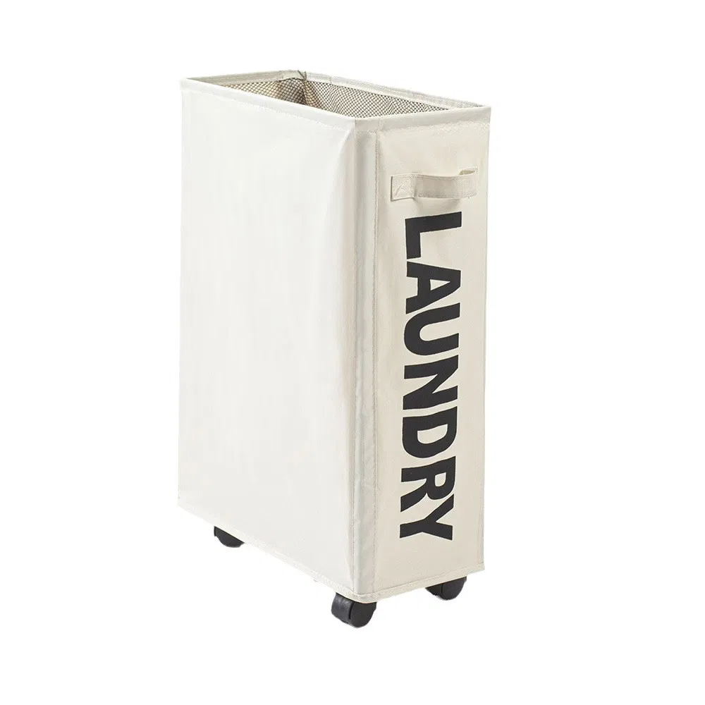 Rolling Slim Laundry Basket Foldable Waterproof Hamper on Wheels for Home Ez30560