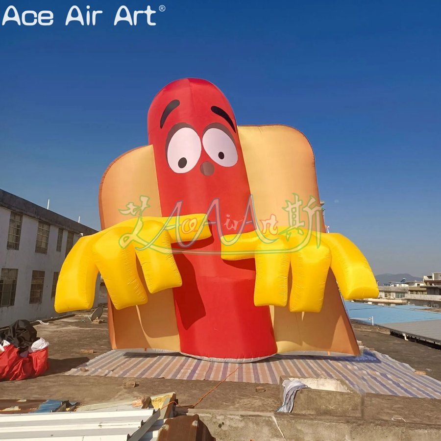 5mh Inflatable Hot Dog Model Advertising Fried Food Model Cartoon Hot Dog Model for Shop Decoration or Promotion