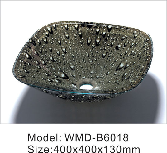 Квадратная стеклянная раковина для ванной