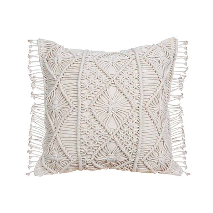 Hand-Woven Throw Pillowcase with Tassel Top Quality Home Decor Modern Crochet Cushion Cover