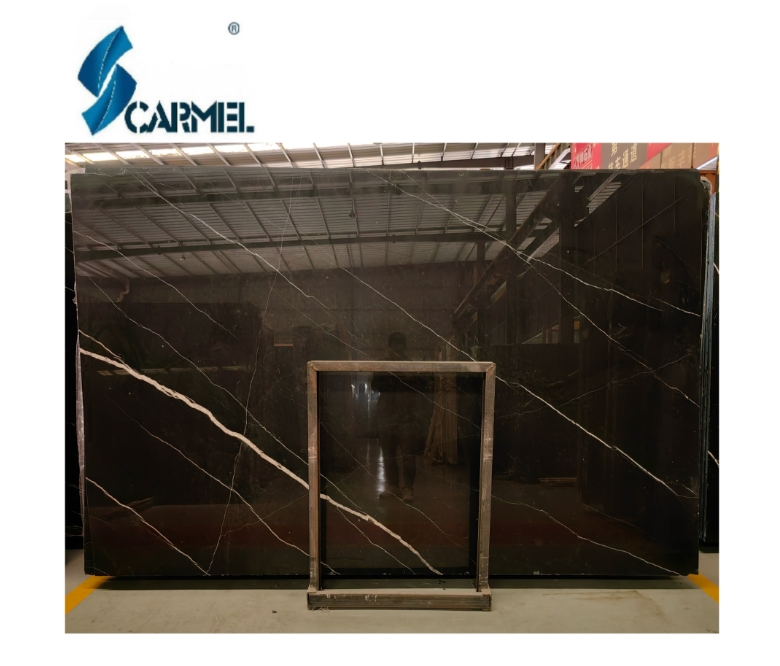Natural Polished Black Marquina Marble Slab