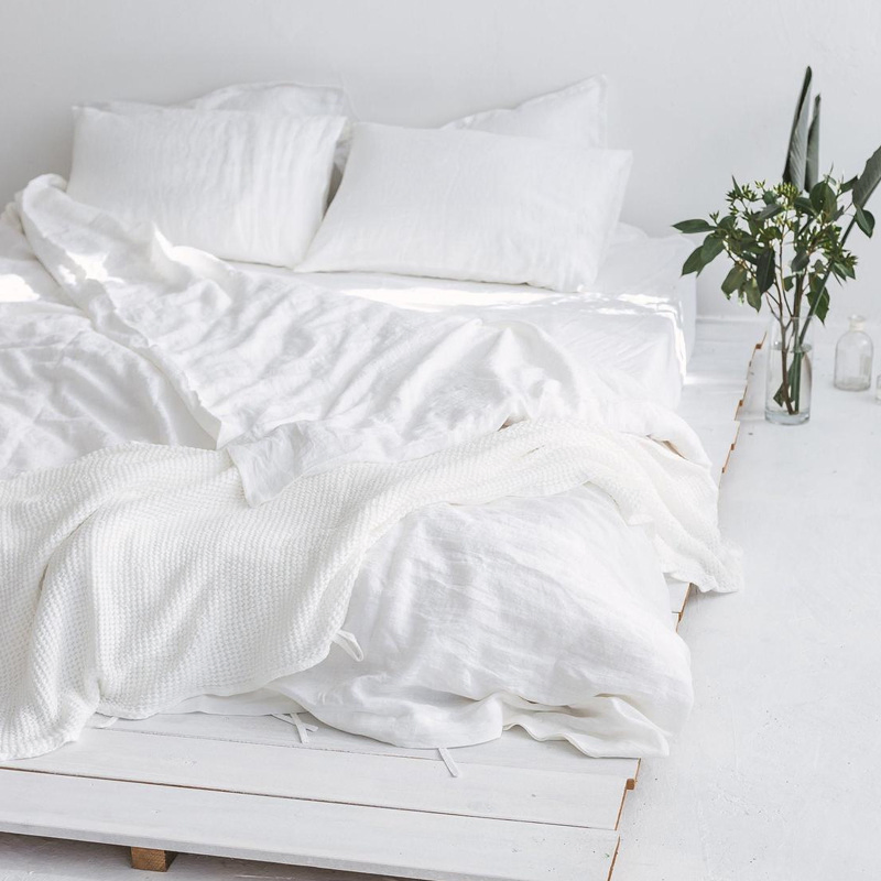 Custom Ahotel Washed 100% Natural Pure Linen Fiber Bedding Set for Home Use