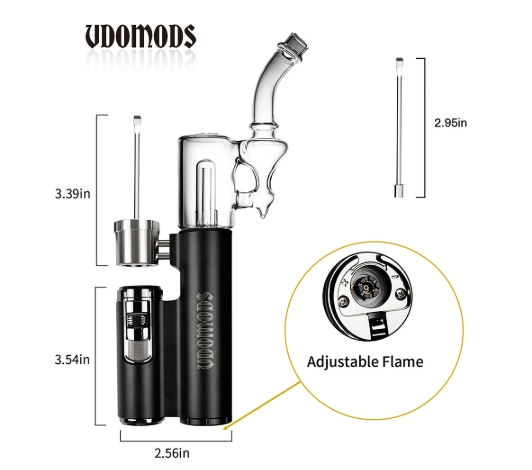 Concentrate Wax Glass Smoke Water Pipe Built-in Lighter for DAB Rig