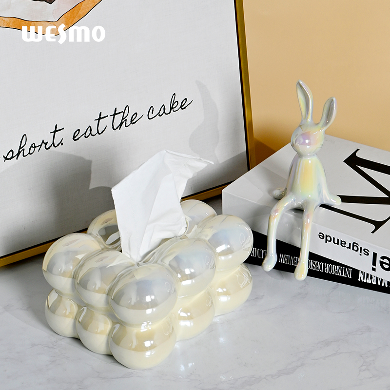 Luxury Living Room Decoration Marshmallow Shaped Decorative Ceramic Tissue Box