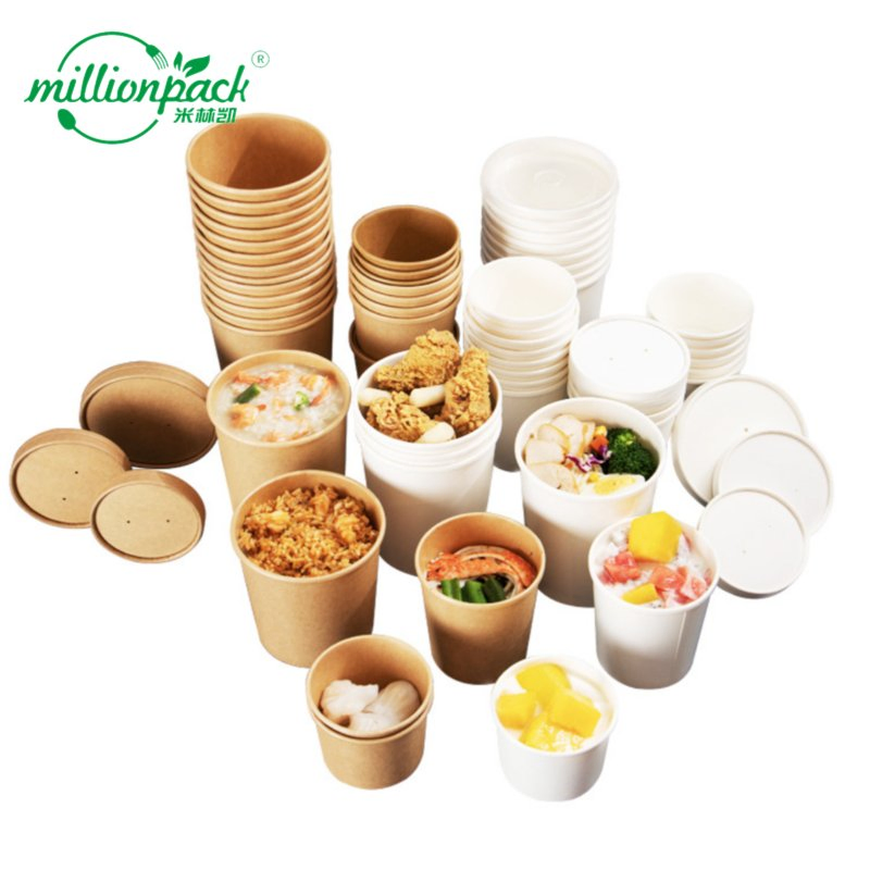 Customized 8/12/16/26/32 Oz Advanced Kraft Paper Soup Bowl with Oil-Proof Coating