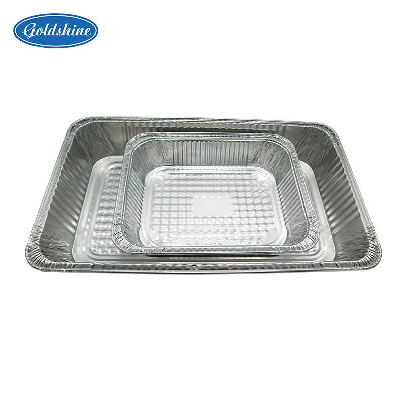 Прямоугольный алюминиевый контейнер для еды с картонной крышкой