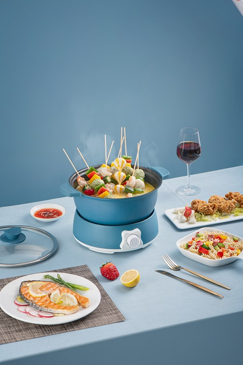 Electric Multifunction Nonstick Skillet 26cm Deep Fry Pan Auto Power
