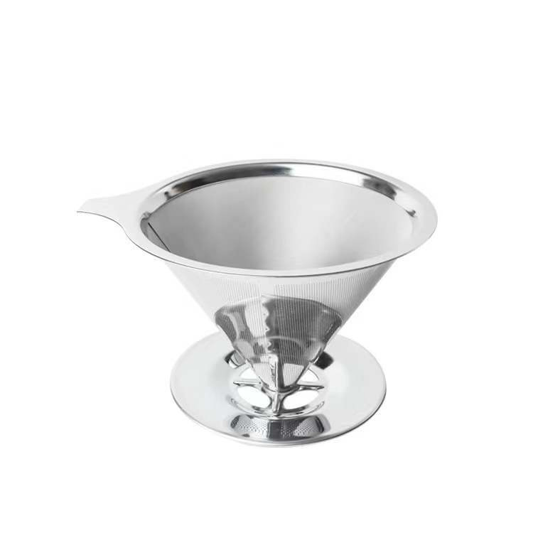 Stainless Steel Double-Layer Filter with Base and No Filter Paper Coffee Filter