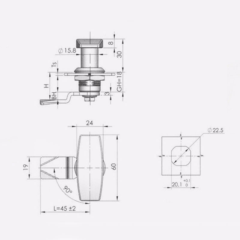 Mechanical Door Handle Switch Cabinet Door Lock Distribution Box Handle Lock