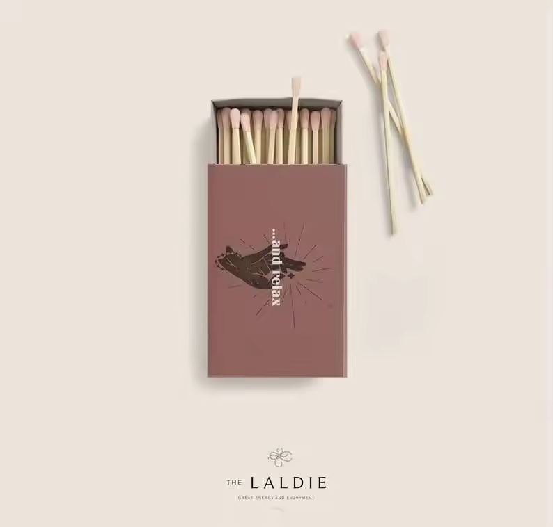 Custom Design Small Match Box with Colorful Tips White Black Red Purple Match Head for Candle Match Sticks