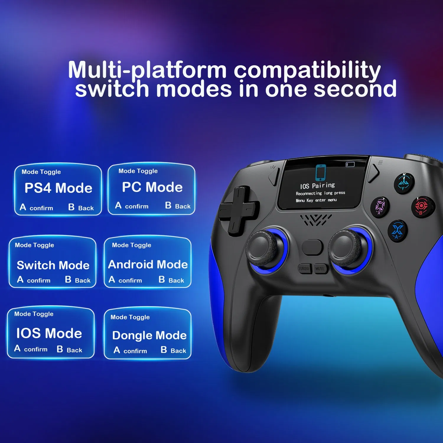 Беспроводной геймпад с джойстиками для PS4, iOS, Switch