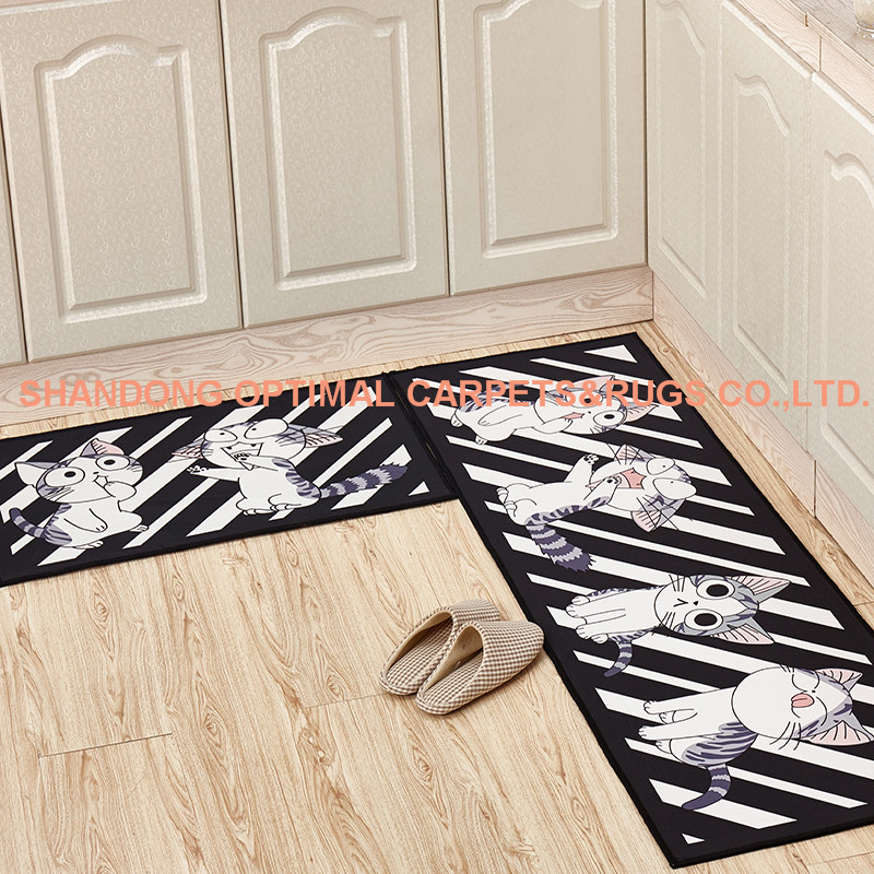 Kawaii Welcome Floor Mats Animal Cat Printed Bathroom Kitchen Carpets Doormats Cat Floor Mat for Living Room
