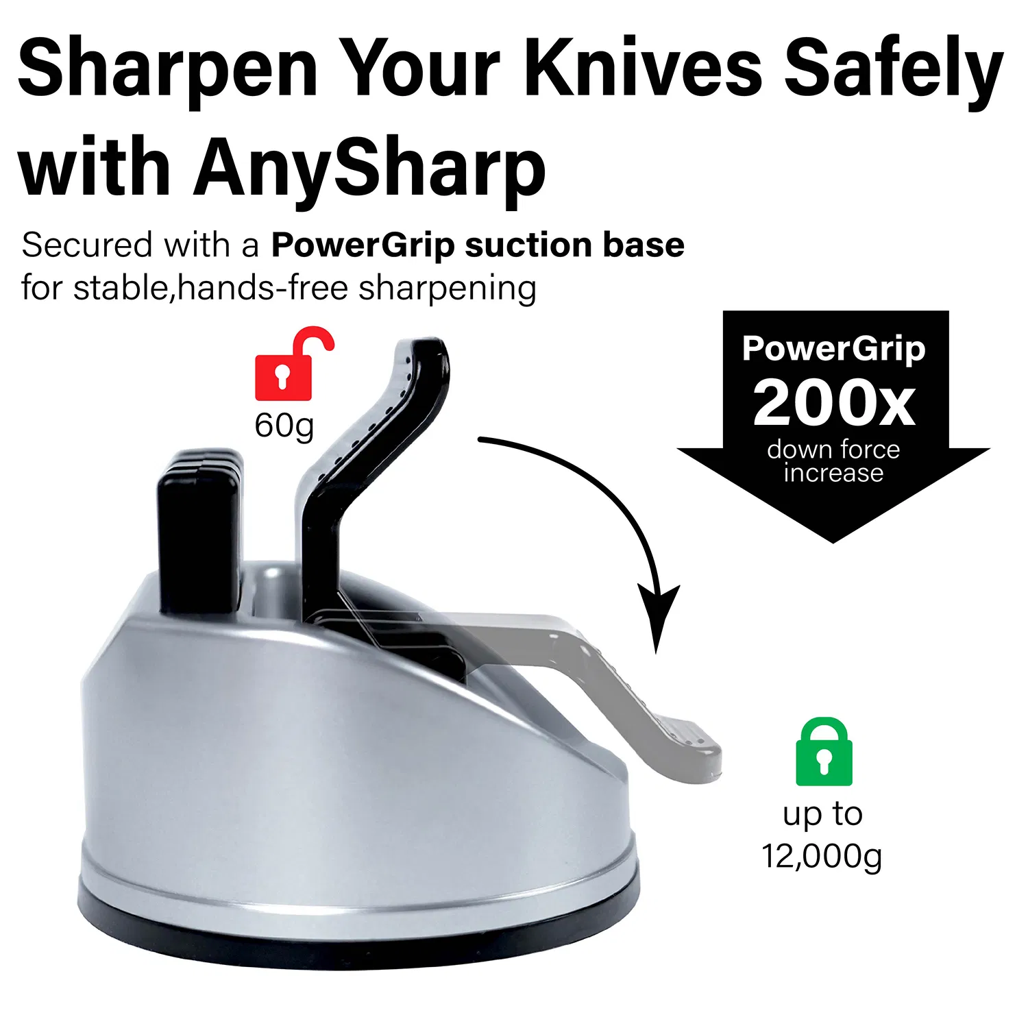 3-Stage Mini Knife Sharpener with Suction Base for Kitchen Use