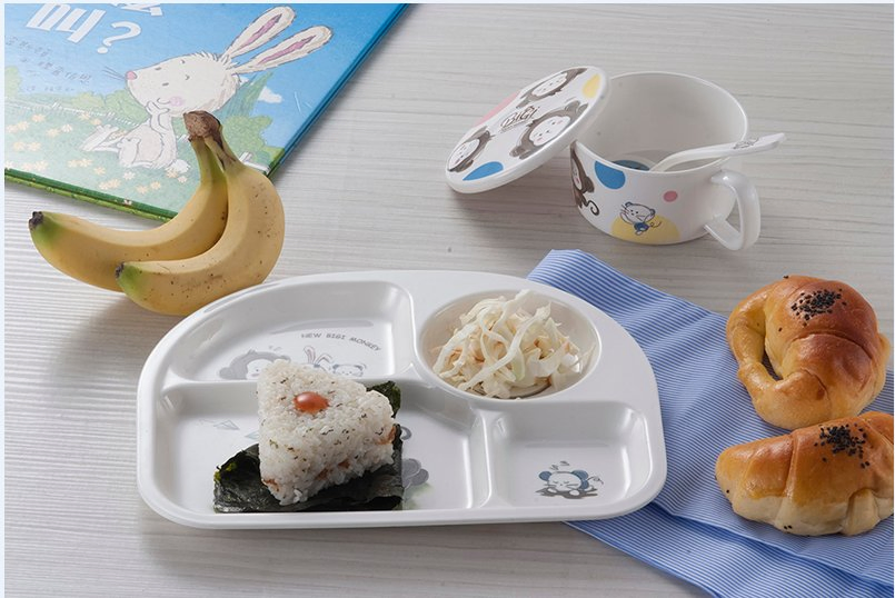 Hot Selling Melamine 4-Divided Cartoon Children Dinner Plate