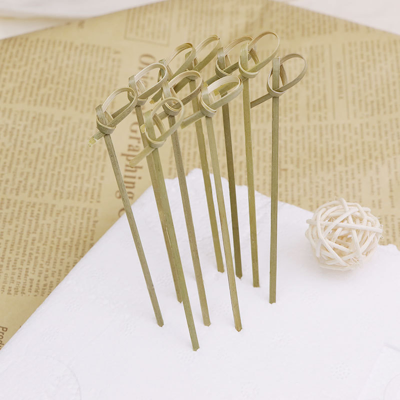 Wholesale Disposable Bamboo Knot Pick Skewers for Birthday Fruit Skewer Knot Skewer