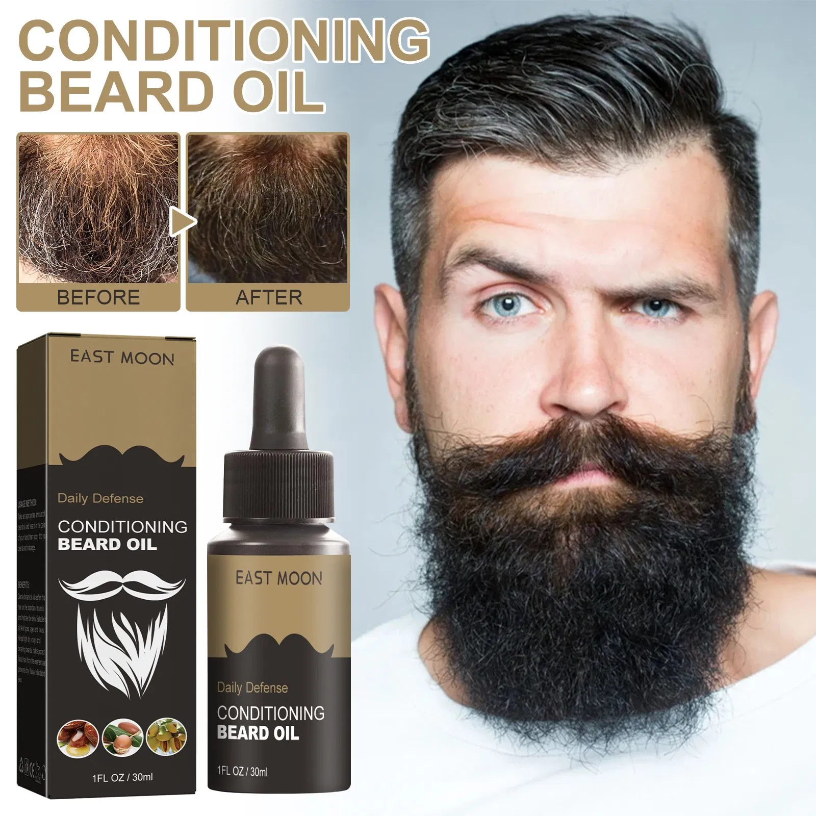 Plant Extract Men Hair Beard Conditioning Growth Oil Hydrating Dryness Natural Organic Moisturizing Beard Oil