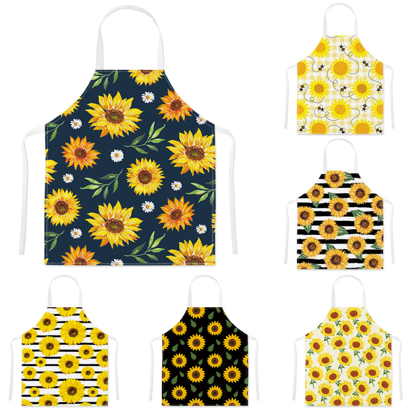 Fashionable Sunflower Print Apron Waterproof & Easy Clean Ideal for Cooking Baking & Household Chores Apron