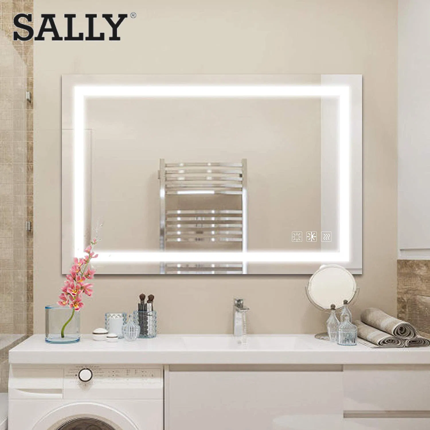 Elegant LED Makeup Mirror with Touch Sensor for Bathrooms