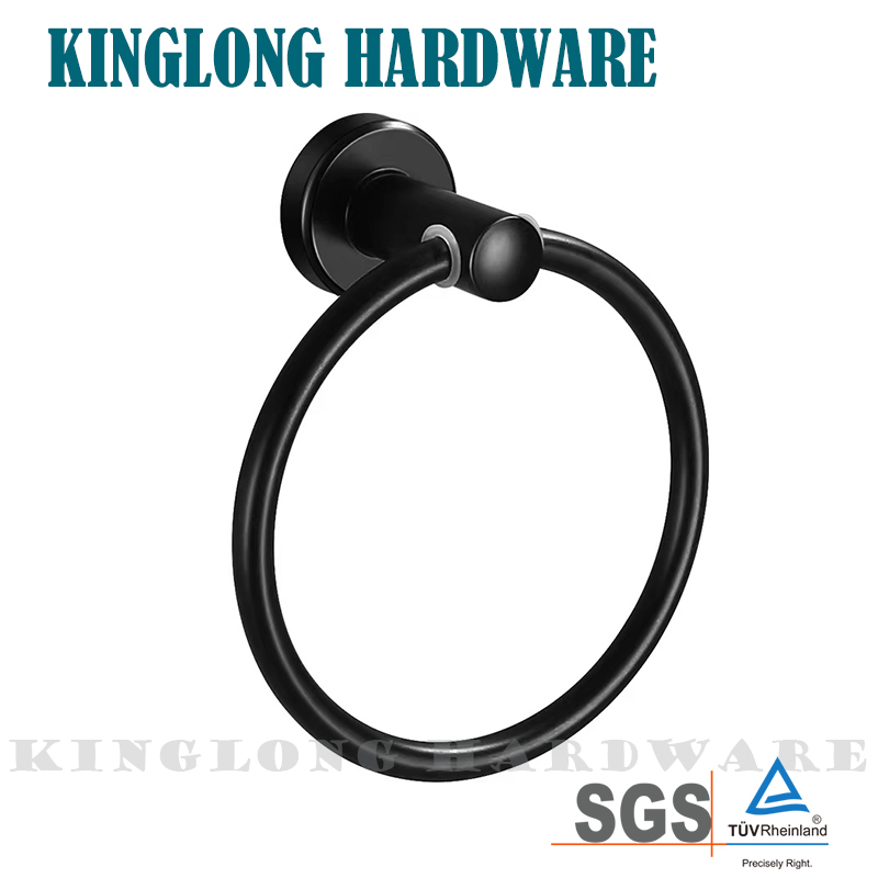 Simple Design Black Bathroom Furniture Accessories Wall Hanging Towel Ring