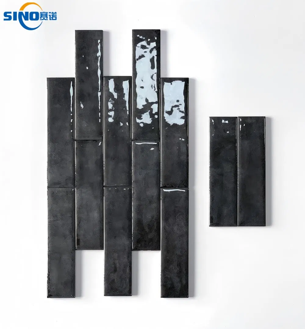 Luxury Glossy Handmade Ceramic Wall Tiles Modern Strip Design for Interior