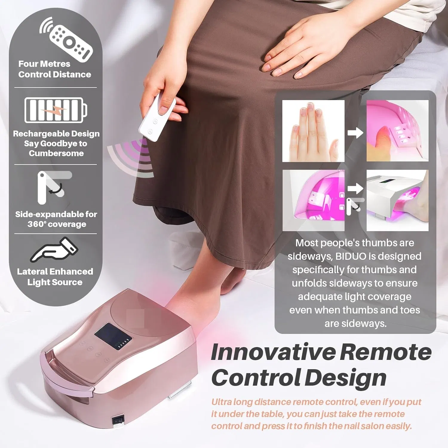 Professional 96W Rechargeable Cordless Nail Dryer 52beads Nail Lamp with Remote Control