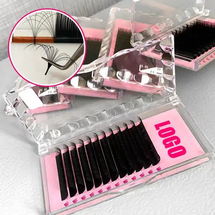 Private Label Korean PBT Fiber Lash Extensions Supplies C D Cc Dd L Matte Volume Lash Trays Individual Eyelash Extensions